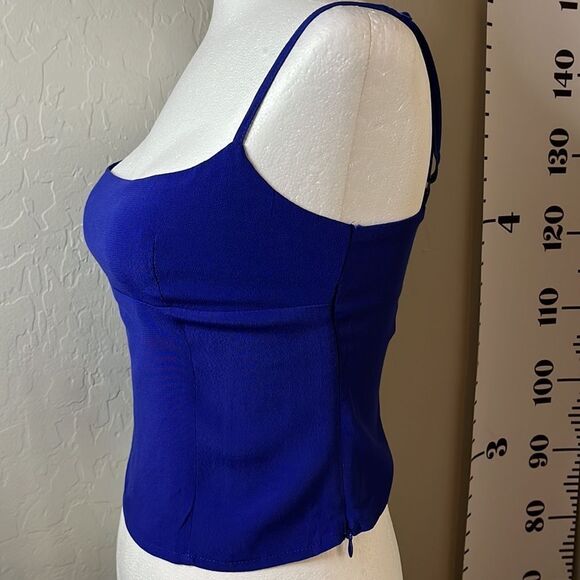 OLIVACEOUS blue top w/ side zipper, adjustable straps & elastic back panel NWT - Picture 2 of 9